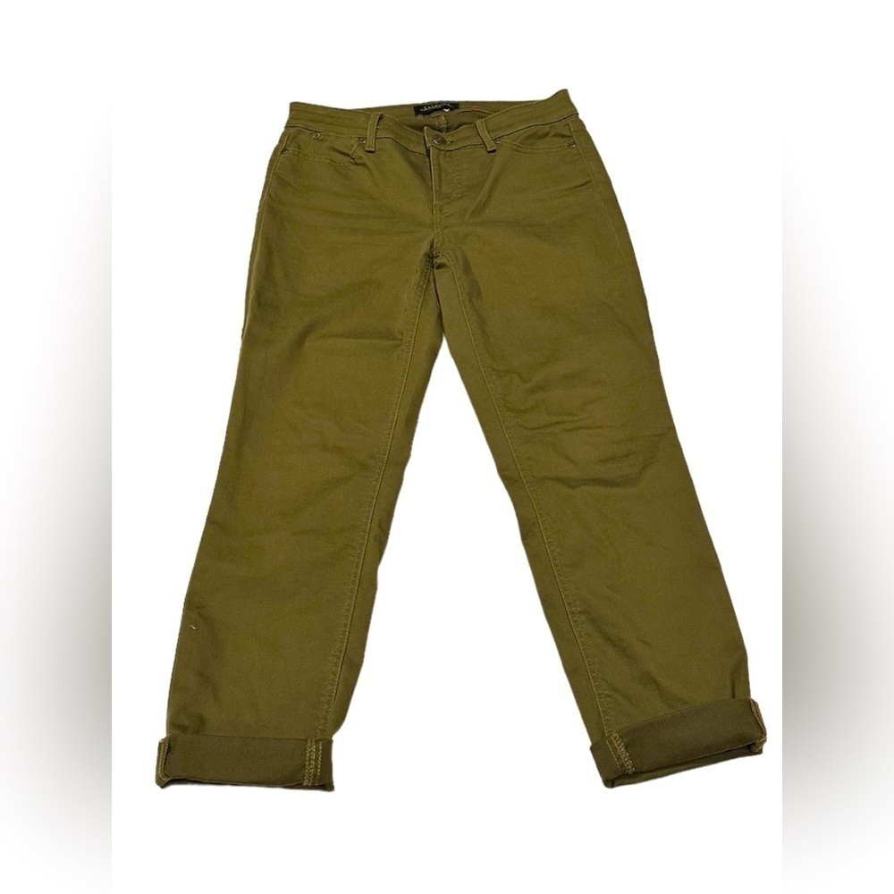 Talbots Flawless Five Pocket Slim Ankle Pant Cuffed Olive Green Size 4 Petite